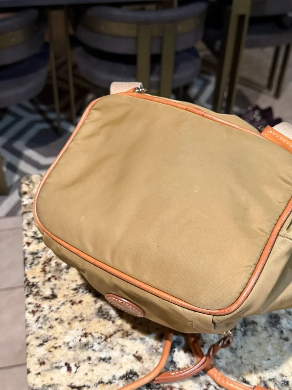 Dooney & Bourke Miramar small Murphy Backpack in Tan with Brown Leather Trim